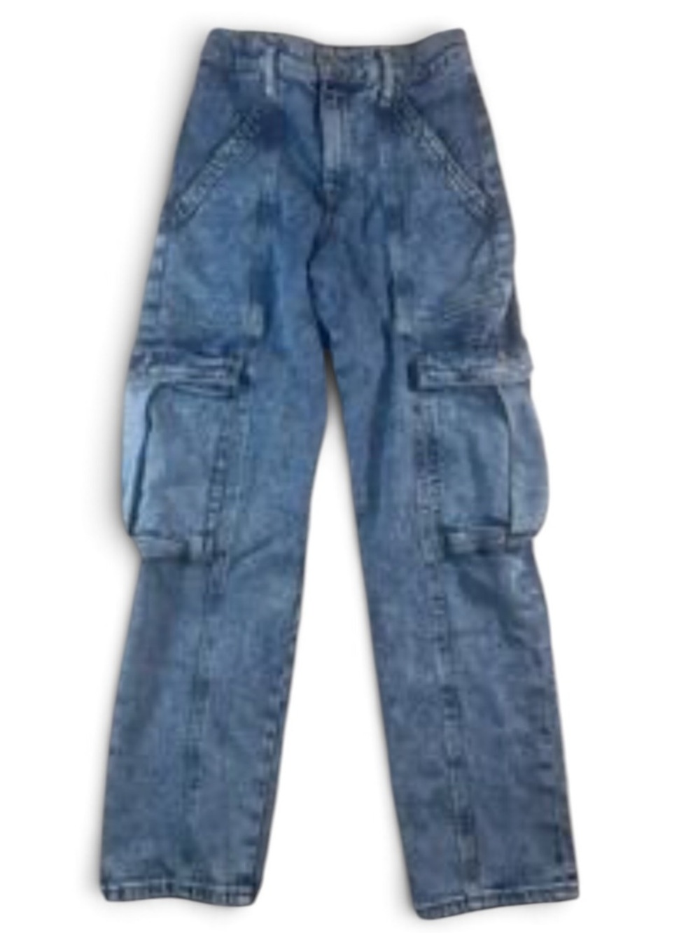 Express Light Wash Cargo Straight Ankle Jeans -